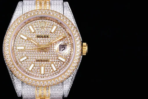 Fake Rolex Datejust 126300 41mm Full-Diamond White Baton Markers