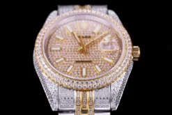 Rolex Replica Datejust 126300 41mm Full-Diamond White Baton Markers