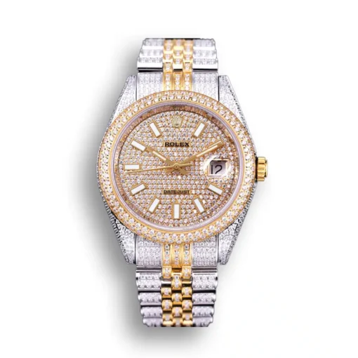 Replica Rolex Datejust 126300 41mm Full-Diamond White Baton Markers