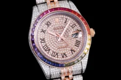 Rolex Replica Datejust 126300 41mm Roman Dial Full-Diamond Rainbow Bezel