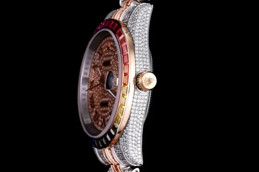 Best Replica Rolex Datejust 126300 41mm Roman Dial Full-Diamond Rainbow Bezel