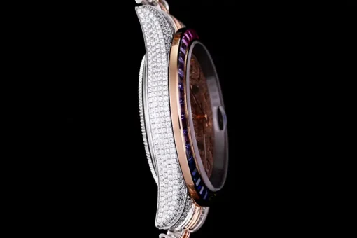 Best Rolex Replica Datejust 126300 41mm Roman Dial Full-Diamond Rainbow Bezel