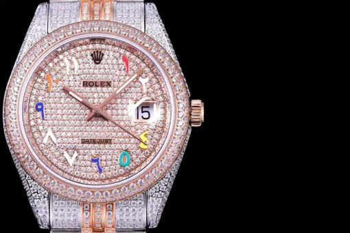 Fake Rolex Datejust 126300 Full-Diamond Arabic Dial 41mm