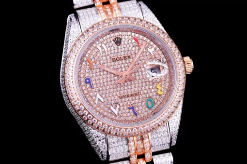 Super Clone Rolex Datejust 126300 Full-Diamond Arabic Dial 41mm