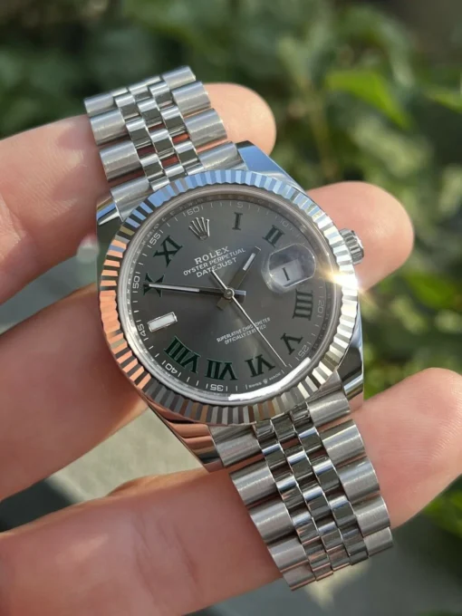 Rolex Clone Datejust 41mm Rhodium Dial 126334 “Wimbledon” Flutted / Jubilee