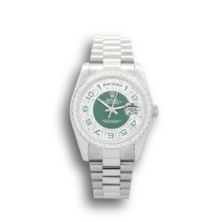 Replica Rolex Day-Date 118346 36mm Dial Green-Silver with diamonds