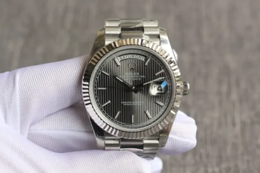 Super Clone Rolex Day-Date 126331 Stripe Dark Rhodium Dial