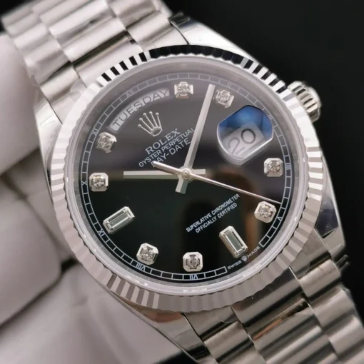 Super Clone Rolex Day-Date 128238 36mm Black Dial