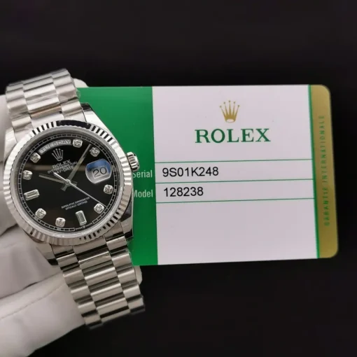 Rolex Clone Watches Day-Date 128238 36mm Black Dial