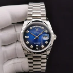 Replica Rolex Day-Date 128238 36mm Blue Ombre Dial Close-Up Focus