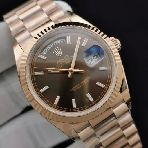 Super Clone Rolex Day-Date 128238 36mm Chocolate Dial Rose Gold