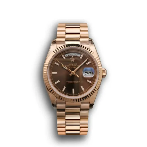 Replica Rolex Day-Date 128238 36mm Chocolate Dial Rose Gold