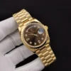 Rolex Super Clone Day-Date 128238 36mm Chocolate Dial Yellow Gold
