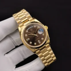 Rolex Super Clone Day-Date 128238 36mm Chocolate Dial Yellow Gold