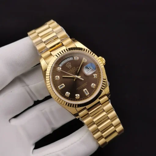 Rolex Super Clone Day-Date 128238 36mm Chocolate Dial Yellow Gold