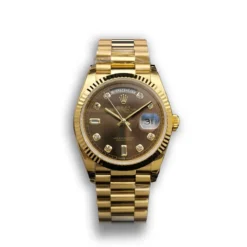 Replica Rolex Day-Date 128238 36mm Chocolate Dial Yellow Gold