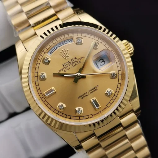 Super Clone Rolex Day-Date 128238 36mm Gold Dial Yellow Gold
