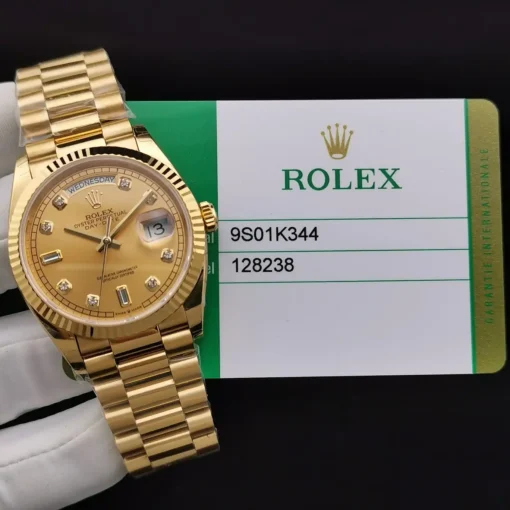Rolex Clone Watches Day-Date 128238 36mm Gold Dial Yellow Gold