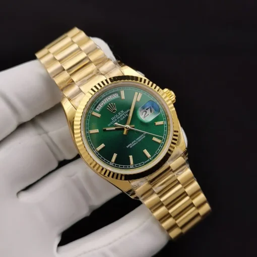 Rolex Super Clone Day-Date 128238 36mm Green Dial Yellow Gold
