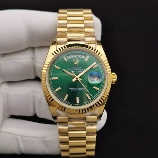 Fake Rolex Day-Date 128238 36mm Green Dial Yellow Gold