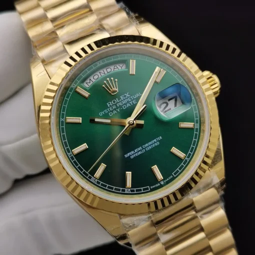 Super Clone Rolex Day-Date 128238 36mm Green Dial Yellow Gold