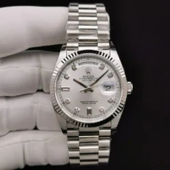 Replica Rolex Day-Date 128238 36mm Mother of Pearl Dial Close-Up Focus