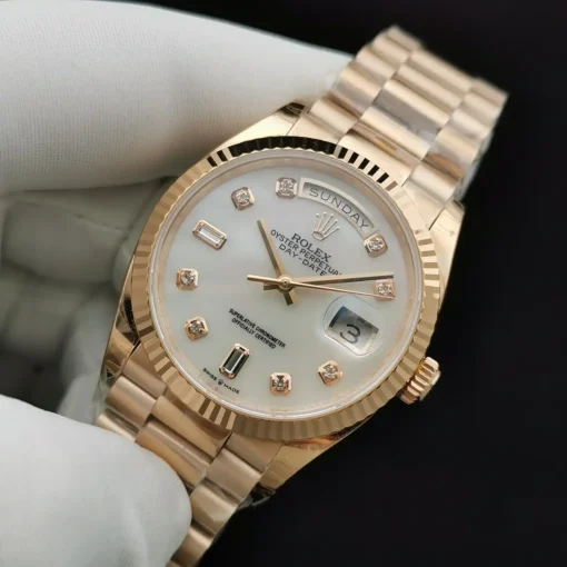 Fake Rolex Day-Date 128238 36mm Mother of Pearl Diamonds Dial