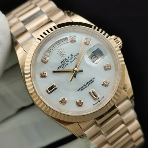 Rolex Replica Day-Date 128238 36mm Mother of Pearl Diamonds Dial