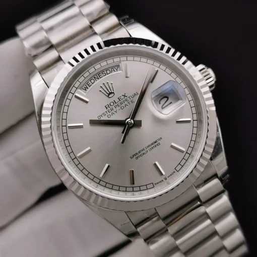 Super Clone Rolex Day-Date 128238 36mm Silver Dial