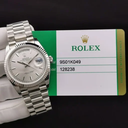 Rolex Clone Watches Day-Date 128238 36mm Silver Dial