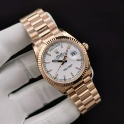 Rolex Super Clone Day-Date 128238 36mm White Dial Rose Gold