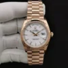 Fake Rolex Day-Date 128238 36mm White Dial Rose Gold