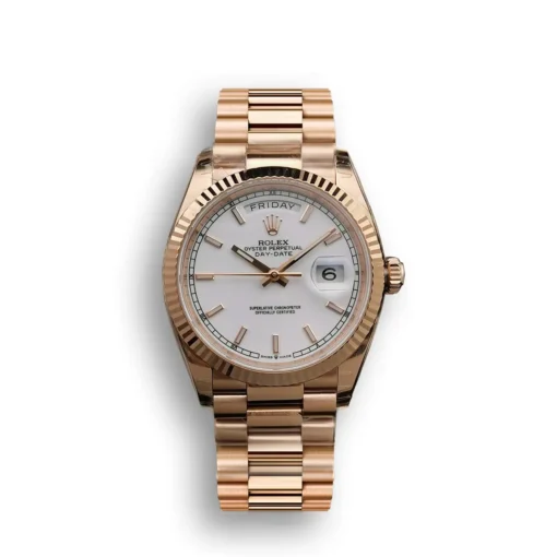 Replica Rolex Day-Date 128238 36mm White Dial Rose Gold