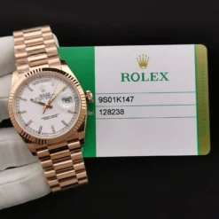 Rolex Clone Watches Day-Date 128238 36mm White Dial Rose Gold