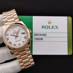 Rolex Clone Watches Day-Date 128238 36mm White Roman Dial