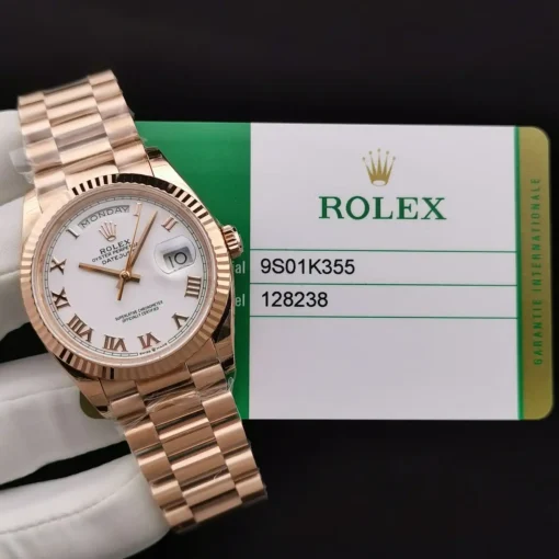 Rolex Clone Watches Day-Date 128238 36mm White Roman Dial