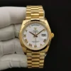 Fake Rolex Day-Date 128238 36mm White Roman Dial Yellow Gold