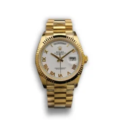 Replica Rolex Day-Date 128238 36mm White Roman Dial Yellow Gold