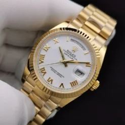 Rolex Replica Day-Date 128238 36mm White Roman Dial Yellow Gold