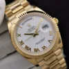 Super Clone Rolex Day-Date 128238 36mm White Roman Dial Yellow Gold