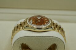 Replica Rolex Day-Date 36 mm Carnelian Dial 128348RBR Close-Up Focus