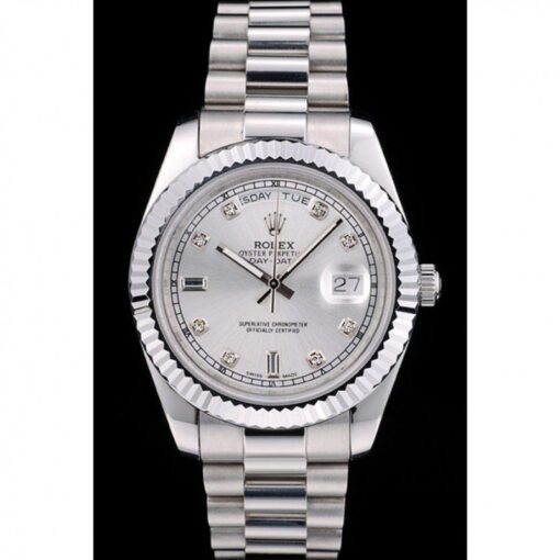 Rolex Super Clone Day-Date 40mm Silver Dial 41995