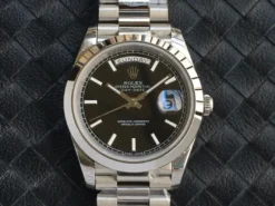 Fake Rolex Day-Date m228238 Black Dial Dome Bezel