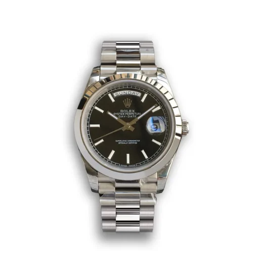 Replica Rolex Day-Date m228238 Black Dial Dome Bezel