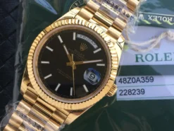 Rolex Super Clone Day-Date m228238 Black Dial Fluted Bezel