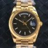 Fake Rolex Day-Date m228238 Black Dial Fluted Bezel