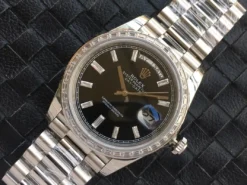 Fake Rolex Day-Date m228238 Black Dial Stainless Steel