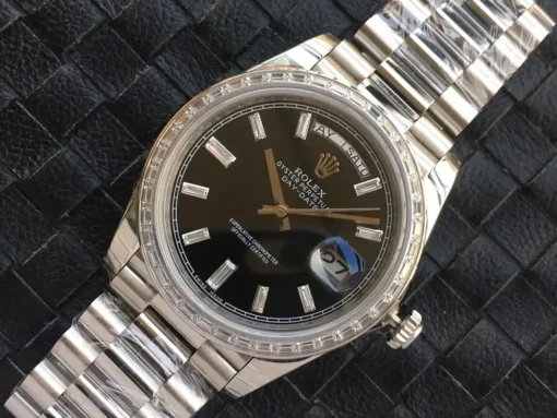 Fake Rolex Day-Date m228238 Black Dial Stainless Steel
