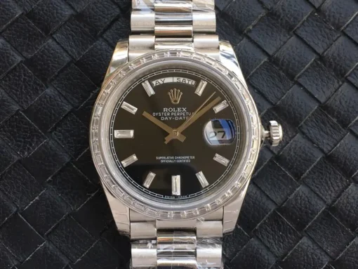 Rolex Replica Day-Date m228238 Black Dial Stainless Steel