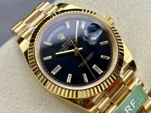 Fake Rolex Day-Date m228238 Bright Black Dial